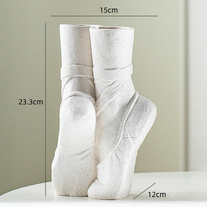 Afralia™ Ballet Shoes Vase: Realistic Dancer Portrait Sculpture for Home Decoration