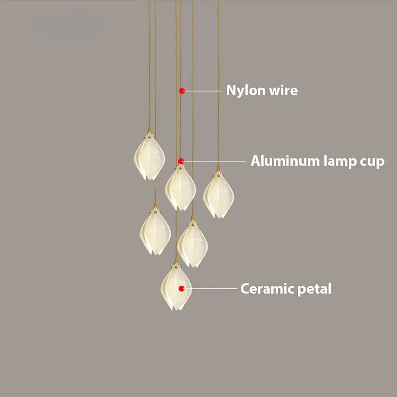 Afralia™ Magnolia Chandelier: Luxury Adjustable Pendant Light for Staircase, Restaurant, Bedroom