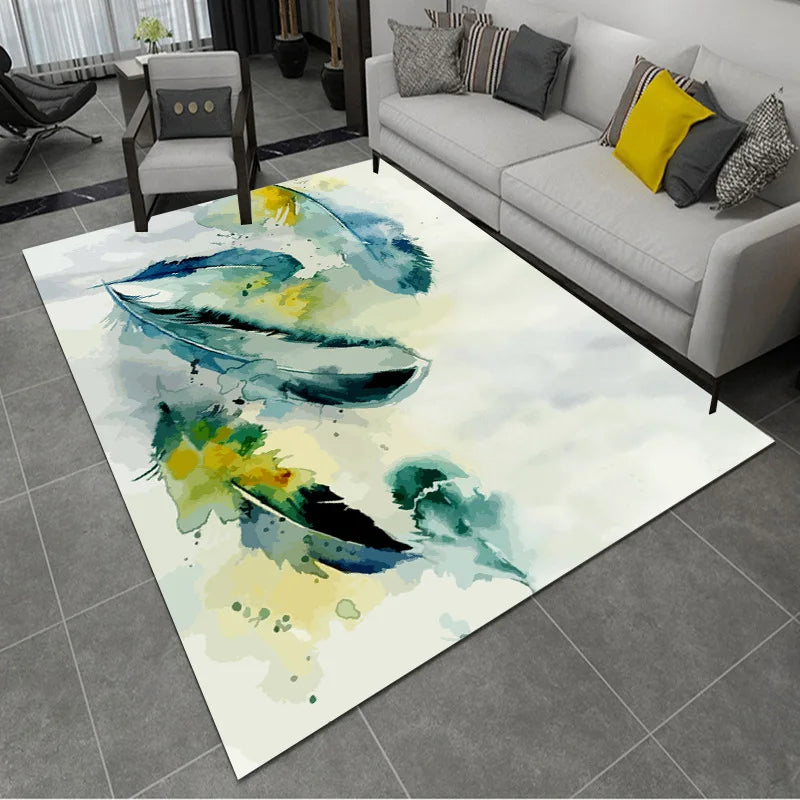 Feather Print Velvety Home Carpets by Afralia™: Quality Rugs for Living Room and Bedroom
