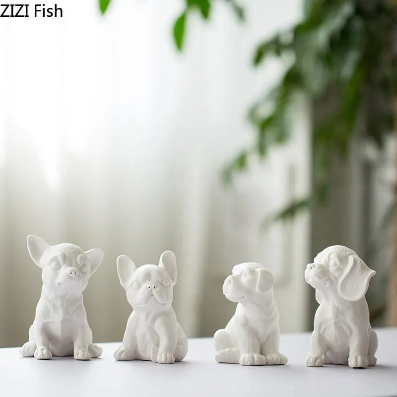 Afralia™ French Bulldog Ceramic Sculpture Miniature Figurine Desk Decoration Ornament