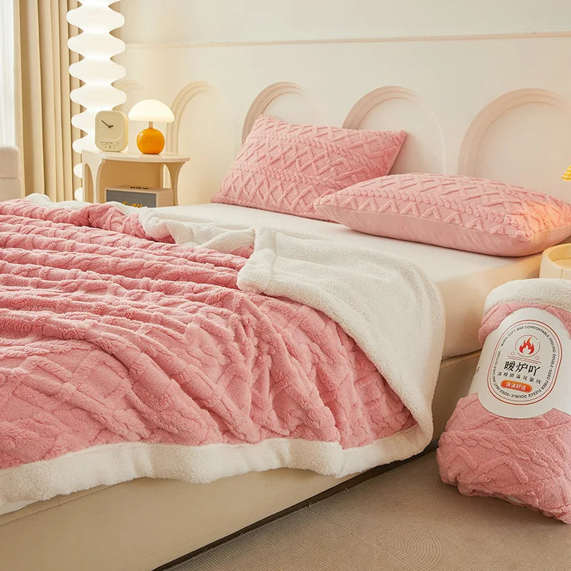 Afralia™ Plush Taffeta Jacquard Blanket | Multi Functional Soft Bedspreads for Bedrooms