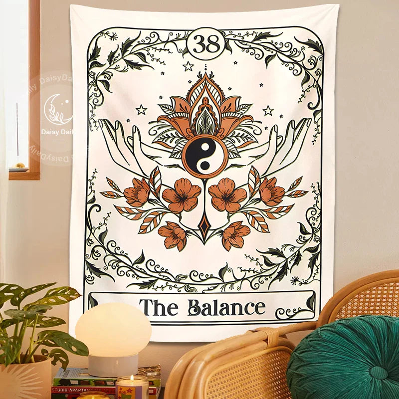 Afralia™ Balance Tarot Tapestry Wall Hanging - Mystical Bohemian Sun Moon Decor