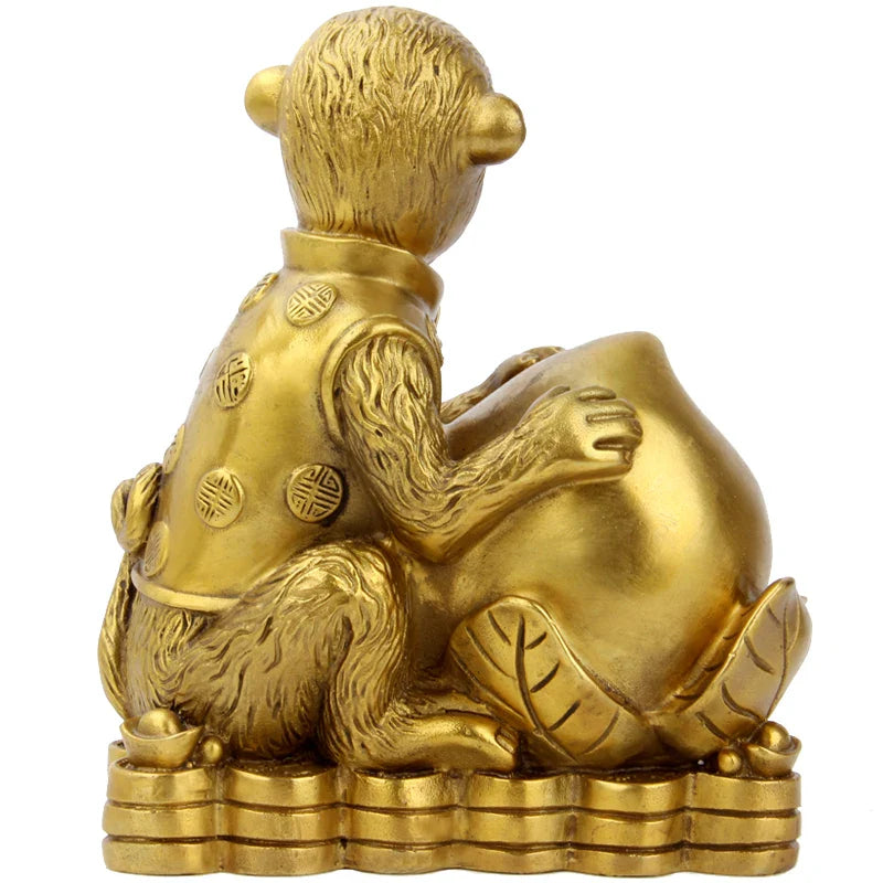 Afralia™ Brass Copper Monkey Cornucopia: Lucky Wealth Feng Shui Home Decoration