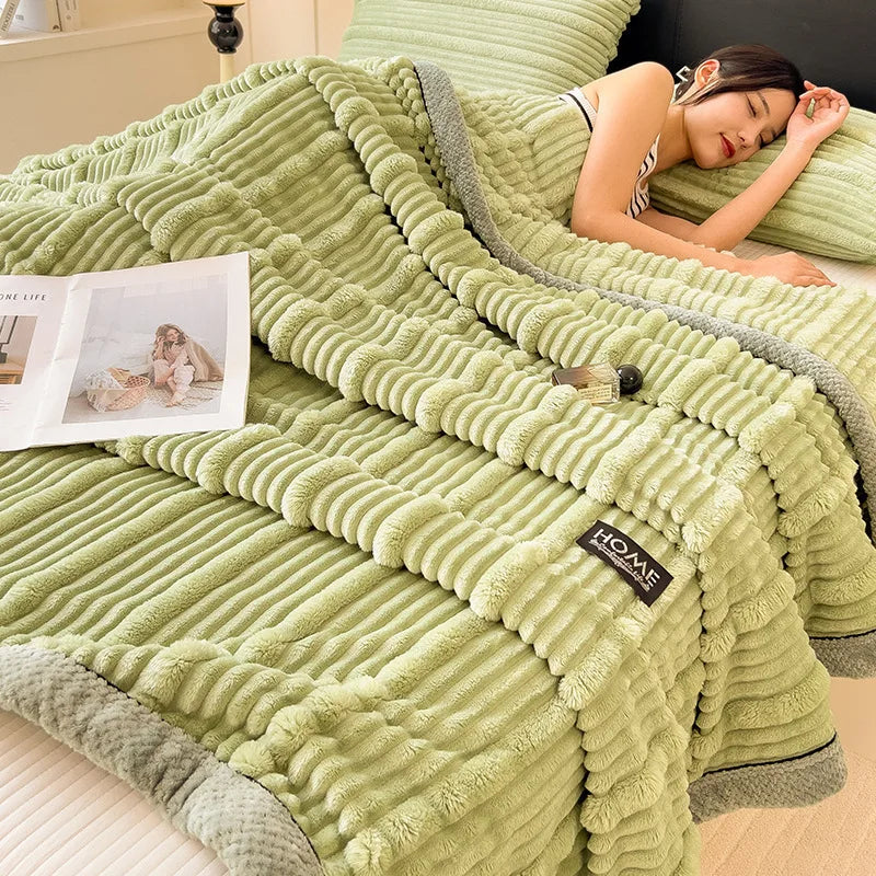 Afralia™ Cozy Faux Rabbit Plush Blanket, Nordic Style, Thick & Warm, Super Soft Nap Shawl