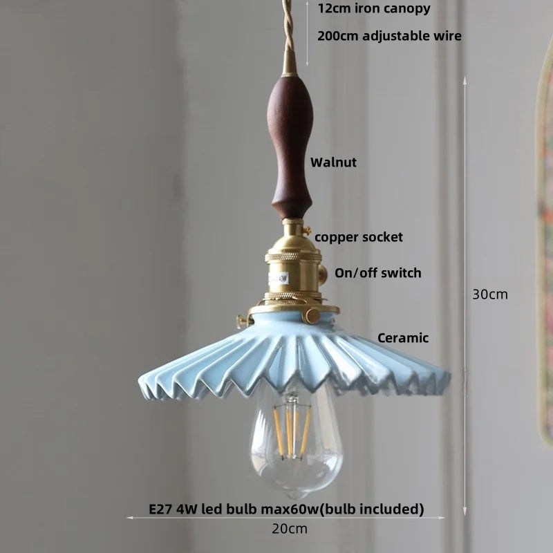 Afralia™ Walnut LED Pendant Lamp Living Room Bedroom Restaurant Nordic Modern