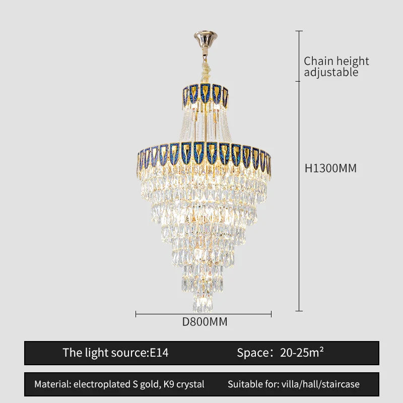 Afralia™ Crystal Chandelier Art Living Room Lighting for Duplex Buildings and High-End Restaurants