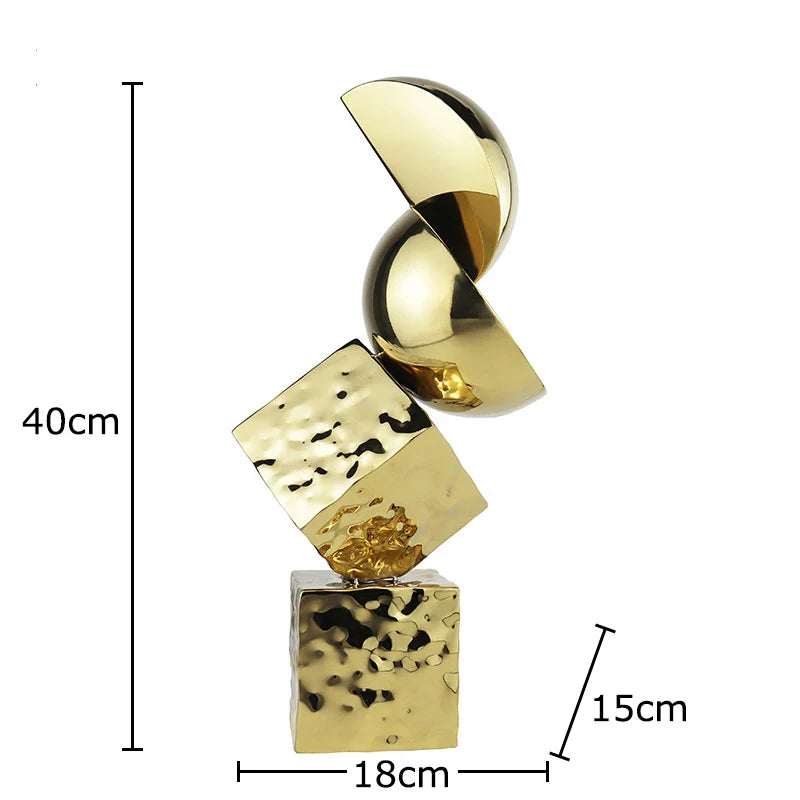 Afralia™ Geometric Metal Sculpture Desk Decor for Room Aesthetics