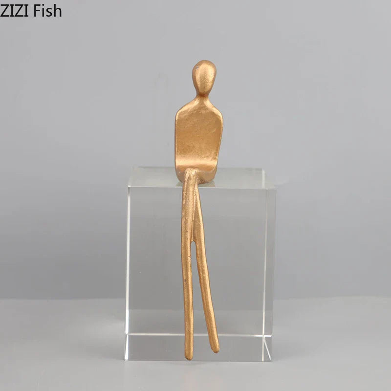 Afralia™ Abstract Character Sculpture with Crystal Base for Modern Room Decor