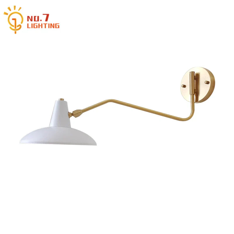 Afralia™ Copper Swing Arm Wall Lamp LED E27 Retro Telescopic Bedside Living Room