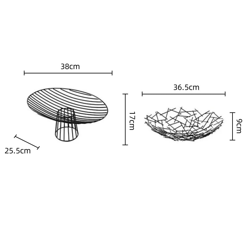 Geometric Line Metal Fruit Tray Afralia™ Hollow High-legged Storage Bowl Home Decor Tray