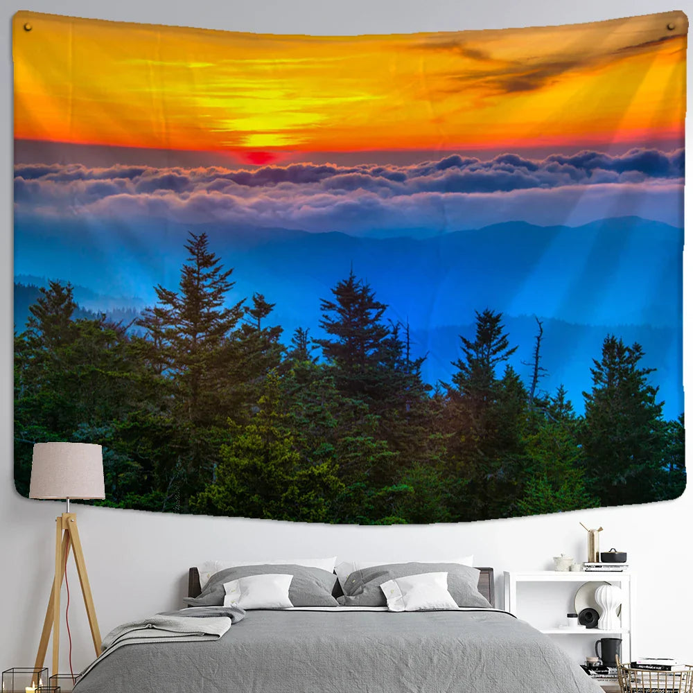 Afralia™ Starry Night View Tapestry: Bohemian Psychedelic Mystery Wall Hanging for Home Aesthetics