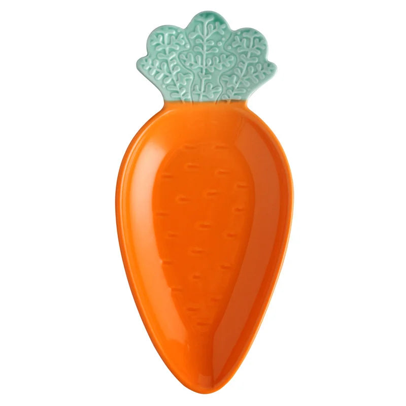 Afralia™ Carrot-Shaped Ceramic Tableware Set - Creative and Cute Household Plates for Desserts, Fruits, and Snacks