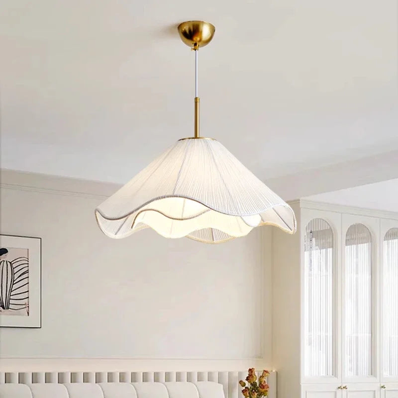 Afralia™ Nordic Fabric LED Chandelier Modern White E27 Pendant Lights Dining Room Art Decor