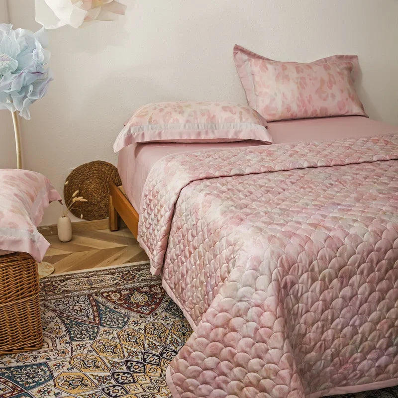 Afralia™ Lyocell Quilted Bedspread Set with Thick Bed Sheets and Pillowcases