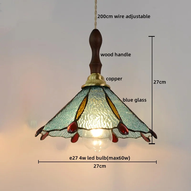 Afralia™ Pink Glass LED Pendant Lights Copper Modern Hanging Lamp Home Decor
