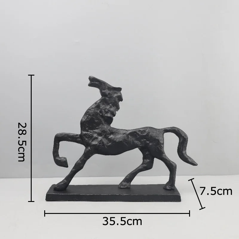 Afralia™ Cast Iron Horse Sculpture Modern Desk Decor Minimalist Room Artistic Craft Figurine