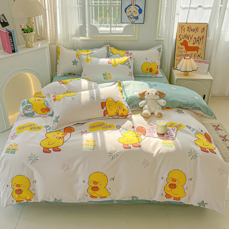 Afralia™ Cartoon Printed Bedding Sets - Soft Quilt Cover Kit for All Seasons