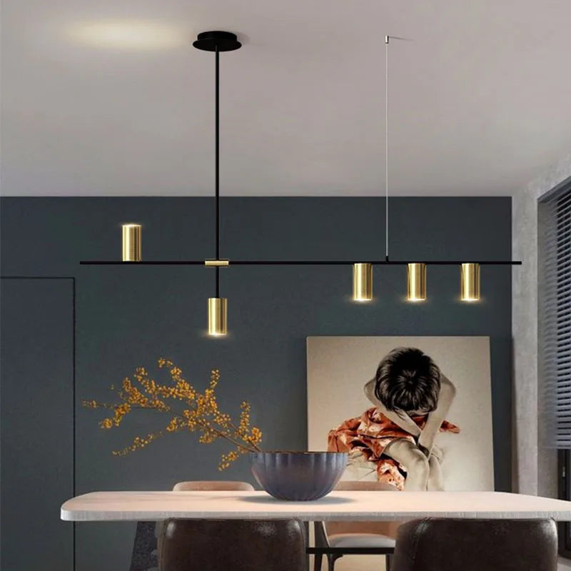 Afralia™ Modern Black Gold LED Chandelier Pendant for Dining Room Bar Decor