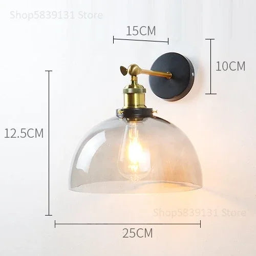 Afralia™ Vintage Metal Glass LED Wall Lamps Retro Industrial Living Room Bedroom Light Fixtures