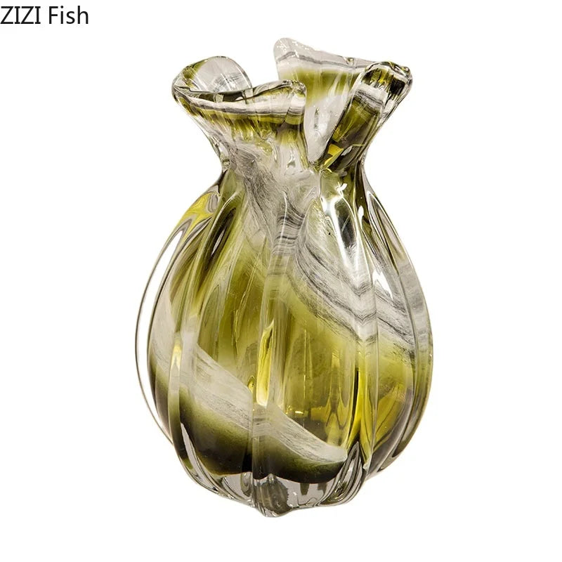 Afralia™ Green Glass Vase Hydroponics Plant Pots for Table Decoration and Floral Arrangement