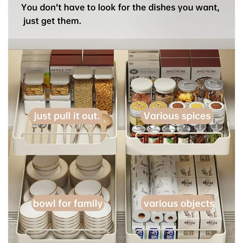 Afralia™ Kitchen Organizer Rack for Cabinets Storage and Tableware - Slide Dish Rack