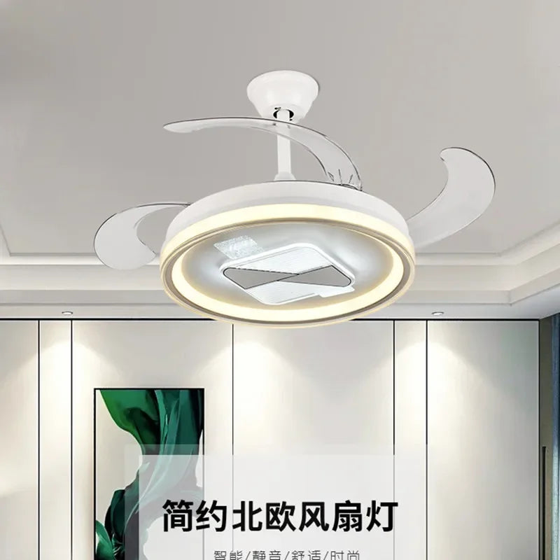 Afralia™ Retractable Fan Lamp: Modern Remote Control Ceiling Fan With Light