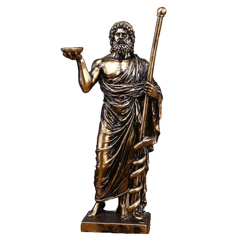 Afralia™ Asclepius Mini Statue: Greek God of Medicine Resin Figurine for Home Office Decor