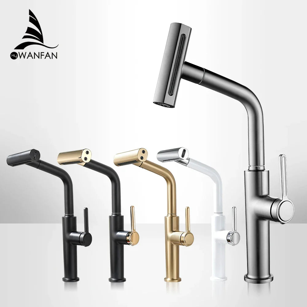 Afralia™ Black Pull Out Kitchen Faucet with Waterfall Stream Sprayer Head