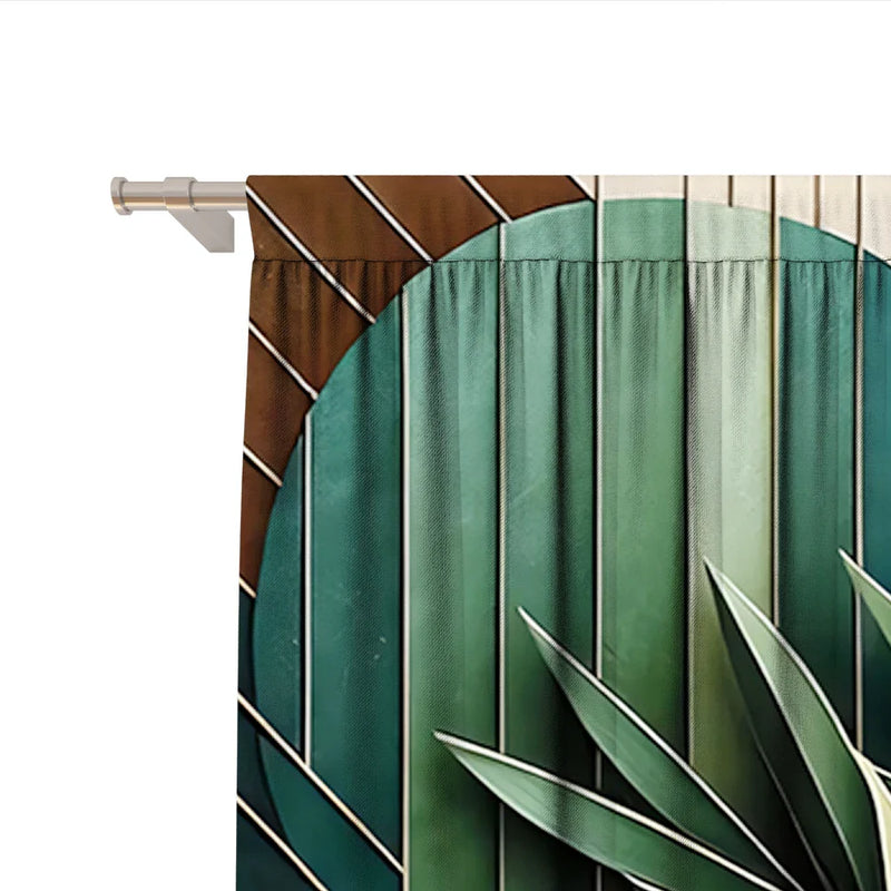 Afralia™ Green Turtle Leaf Curtains for Kitchen, Coffee Shop, Living Room - Stylish Home Decoration