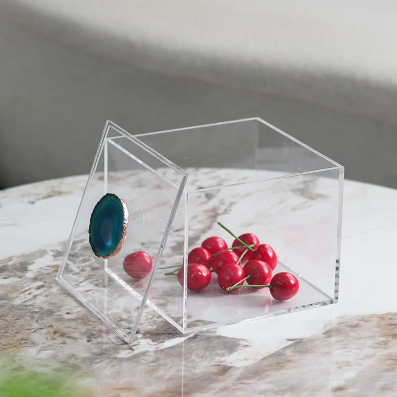 Afralia™ Clear Acrylic Agate Crystal Jewelry Display Box Dustproof Room Decor Holder