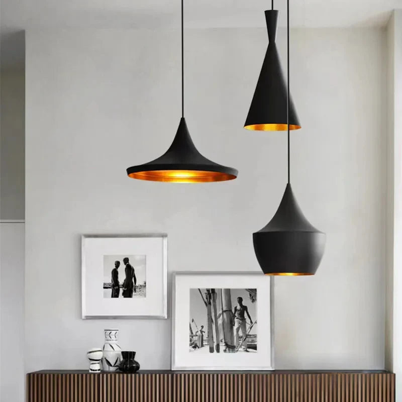 Afralia™ Nordic Wooden Aluminum Pendant Lights for Modern Home Dining, Music Theme