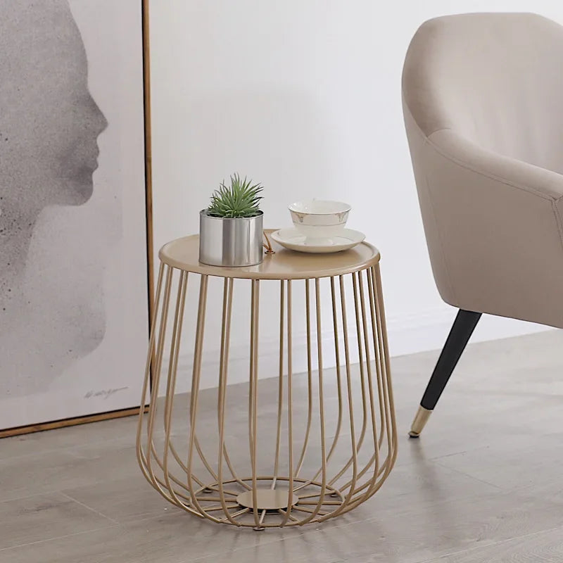 Afralia™ Nordic Iron Art Pumpkin Coffee Table for Modern Living Room - Golden Ins Round