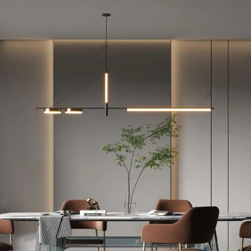 Afralia™ Black Chandelier Pendant Lights for Living Room Dining Kitchen Tables, Modern Luminaires