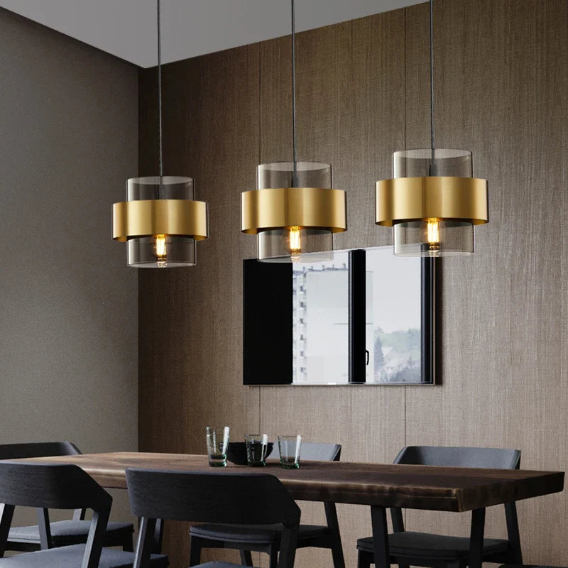 Afralia™ Golden Pendant Lights for Aisle, Restaurant, Bedroom - Nordic Postmodern Minimalist Style