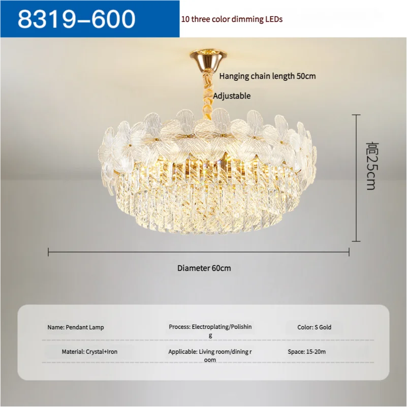 Afralia™ French Flower Crystal Chandelier: Elegant Living Room Ceiling Lamp