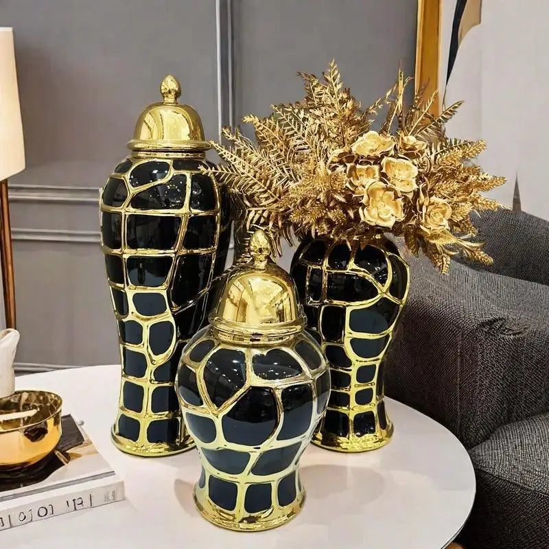 Afralia™ Plaid Can Checkmate Jar: Stylish Ceramic Vase & Sealed Storage Tank