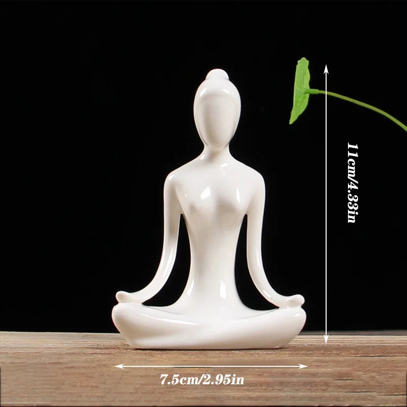 Afralia™ Abstract Yoga Figure Porcelain Statue Home Decor Sculpture