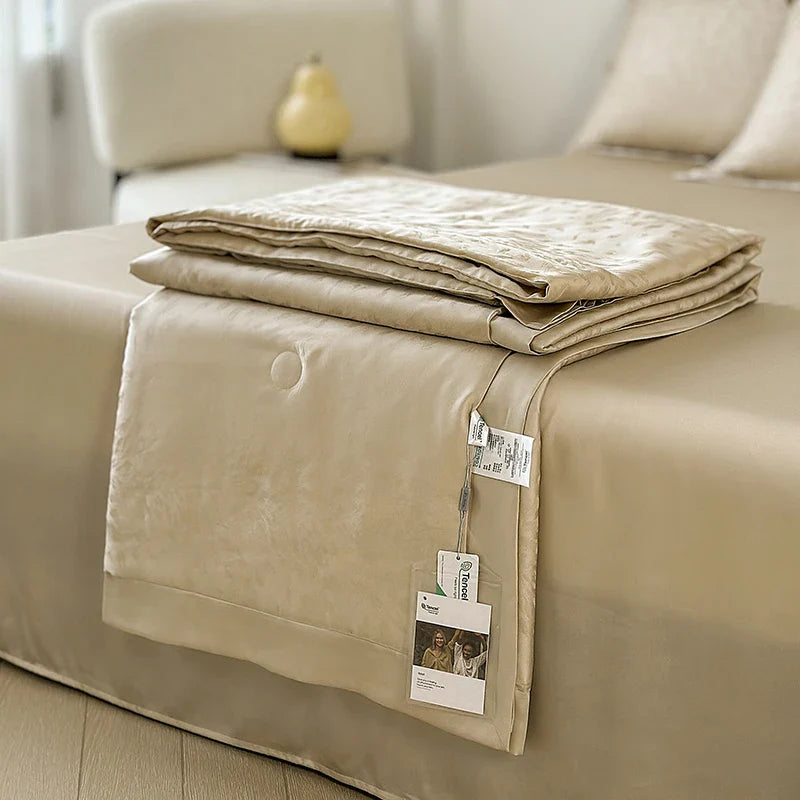 Afralia™ Silky Soft Cool Champagne Jacquard Summer Comforter Blanket