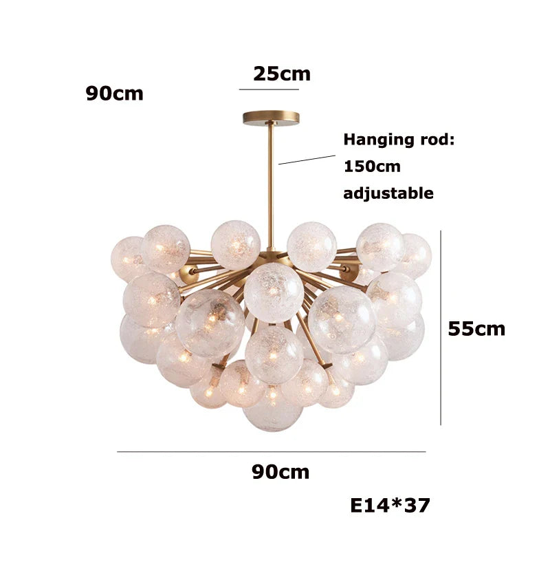 Afralia™ American Glass Bubble LED Chandelier - Trendy Vintage Hanging Lamp for Dinning Room