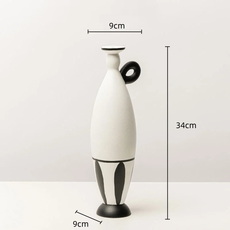 Afralia™ Geometric Black Lines Resin Vase - Handcrafted Floral Home Decor