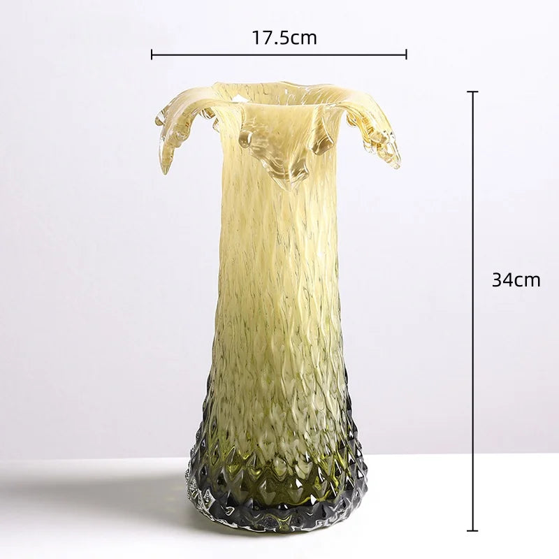 Afralia™ Gradient Glass Vase & Fruit Plate Set for Home Decor & Storage