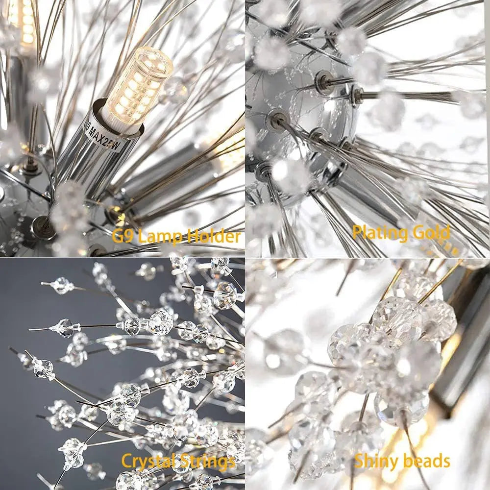 Afralia™ Modern Chrome Crystal Pendant Chandelier for Bedroom Living Room Dining Room