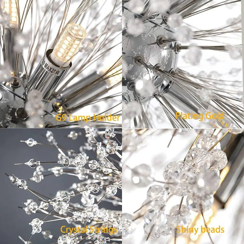 Afralia™ Modern Chrome Crystal Pendant Chandelier for Bedroom Living Room Dining Room