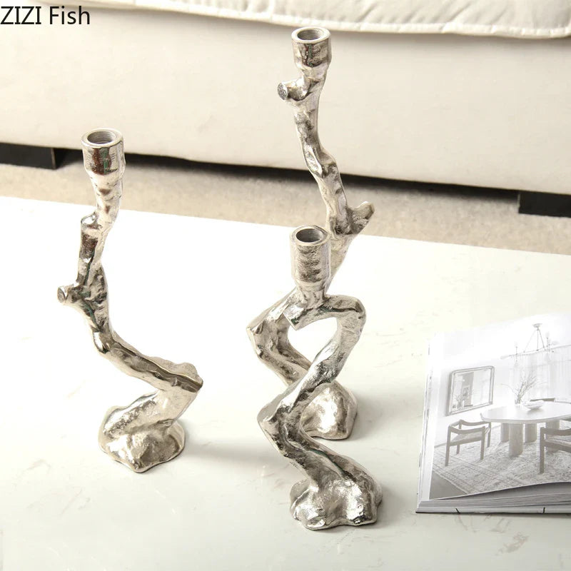 Afralia™ Silver Metal Tree Branch Candle Holder Table Decoration Wax Melt Burner