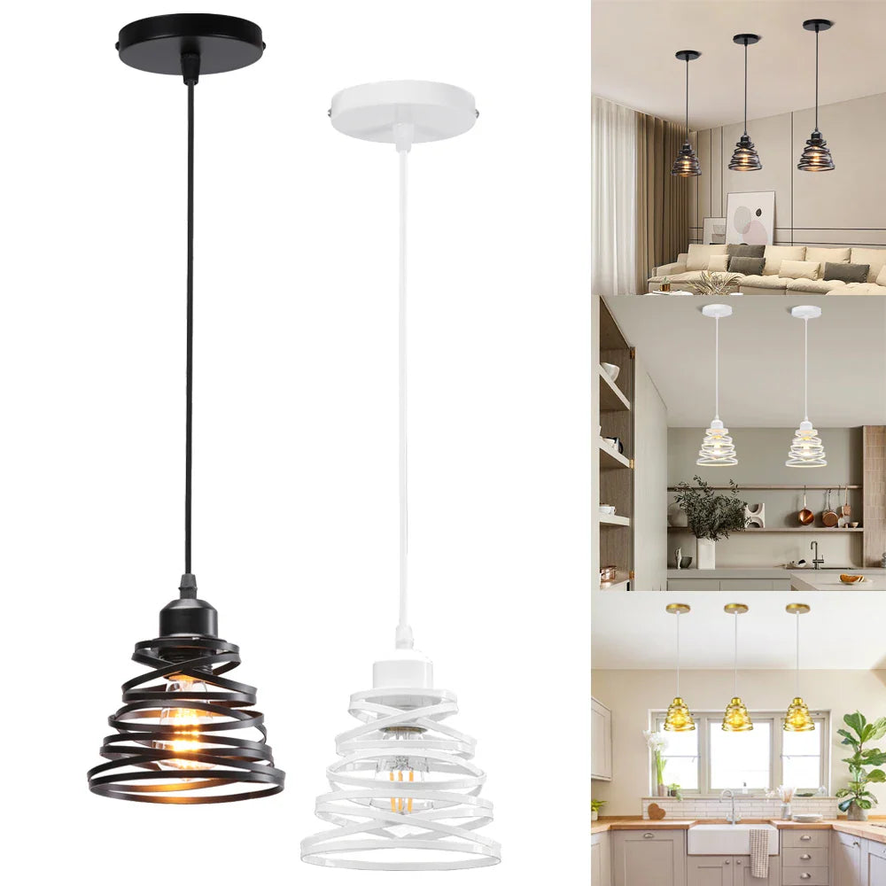 Afralia™ Spiral Swirl Pendant Lamp: Vintage E27 Ribbon Chandelier for Living Room & Kitchen