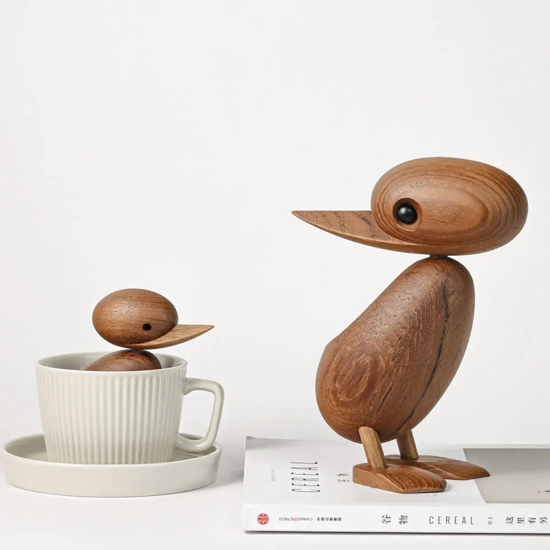Afralia™ Wooden Duck Couple Dolls Nature Animal Ornaments Figurines