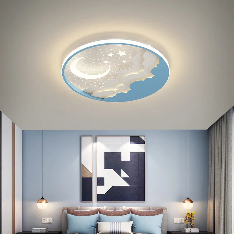 Afralia™ Moon Star Ceiling Lamp: Nordic Minimalist LED Light for Bedroom and Children's Room