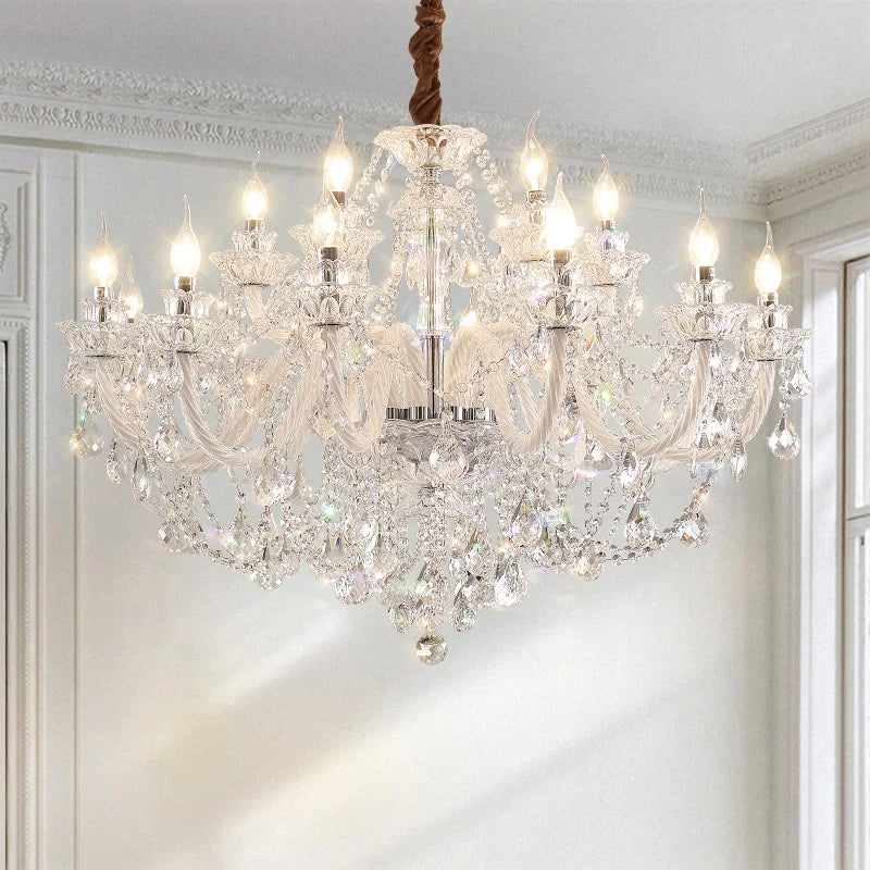 Afralia™ Crystal Chandelier LED Candle K9 Crystal Lamp for Living Dining Bedroom Shop