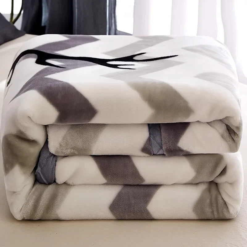 Afralia Winter Raschel Blanket: Double Layered Warm Flannel Bedding Blanket