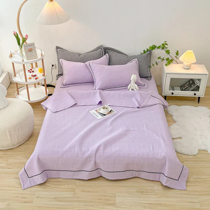 Afralia™ Princess Bubble Yarn Quilted Comforter Set - Elegant Handmade Flowers, Skin-friendly Blanket